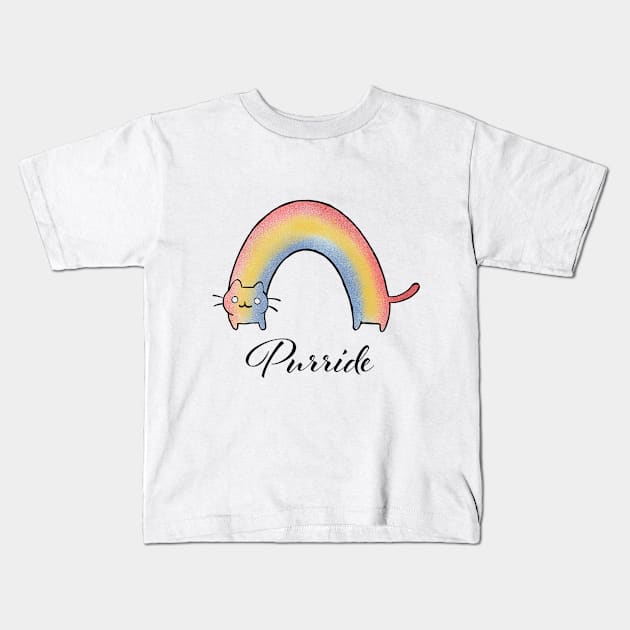 Rainbow cat purride Kids T-Shirt by Uwaki